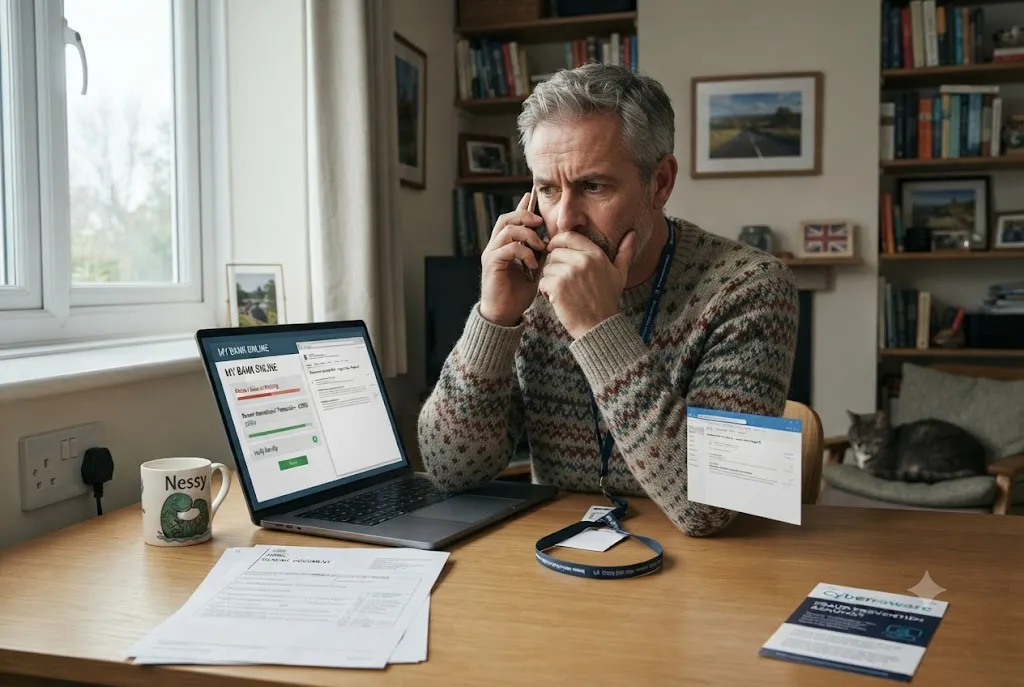 Impersonation fraud example involving fake bank and government communications