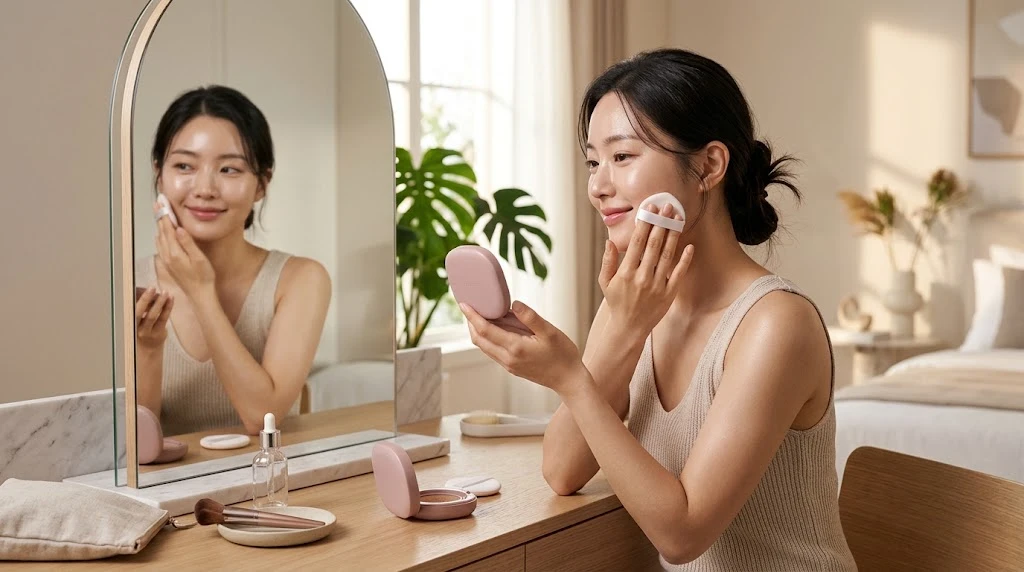 Laneige Neo Cushion Mewy cushion foundation with natural radiant makeup