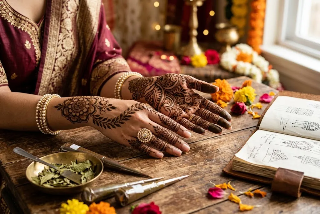 Beautiful mehndi design images featuring floral Arabic and bridal henna patterns