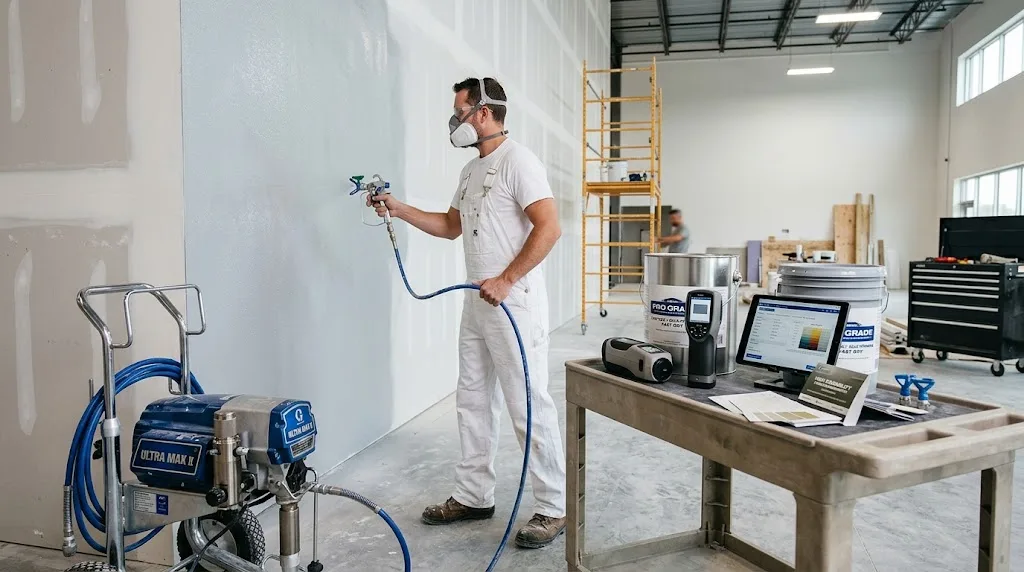 Top Innovations from Paint Manufacturers That Make Life Easier for Contractors Professional contractor using modern paint technology and airless spray equipment