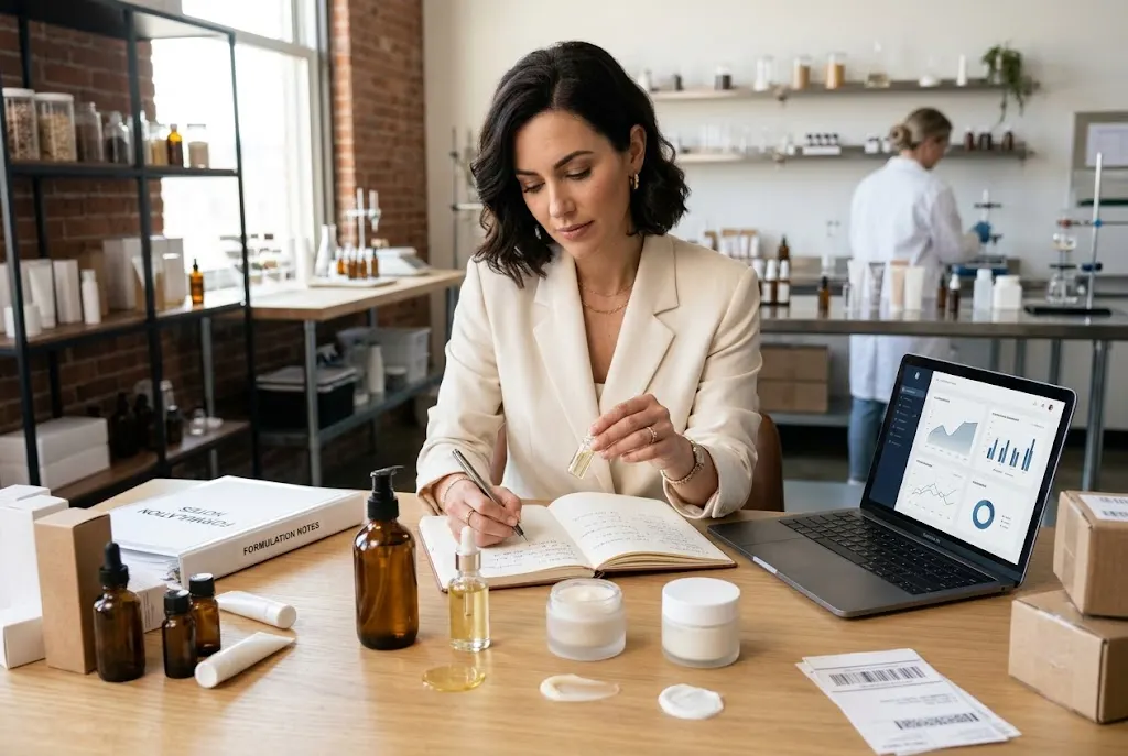 Build Your Brand Fast with Private Label Skincare Entrepreneur developing a private label skincare product line