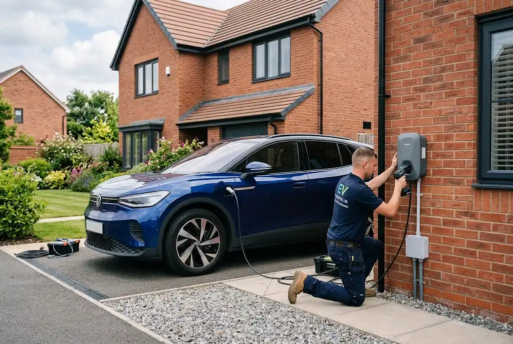 Professional EV charger installation at a modern UK home