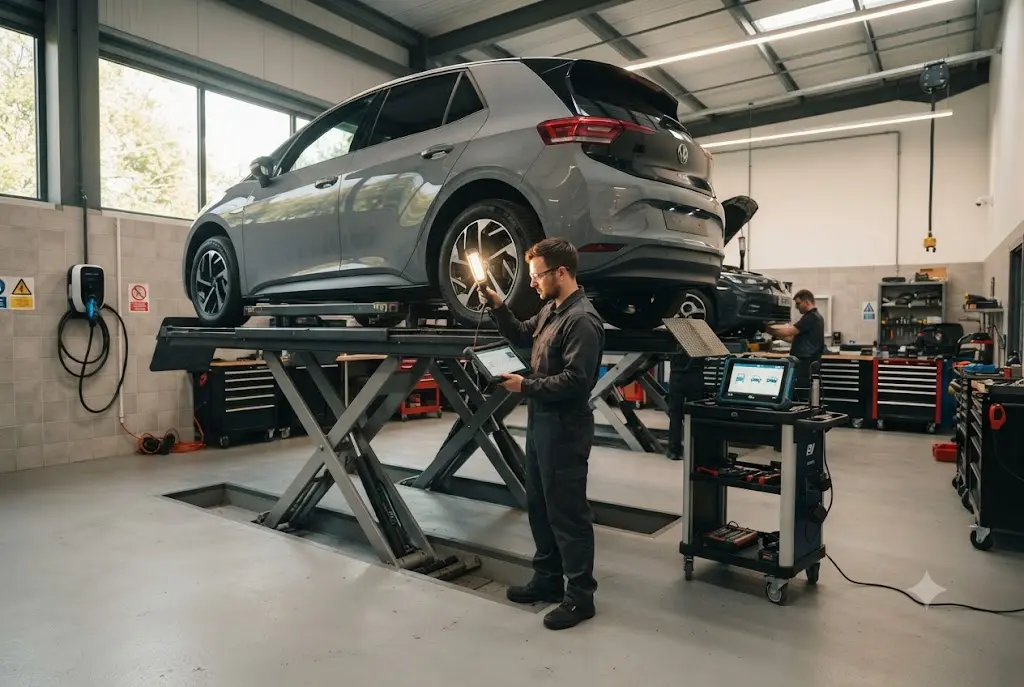 EV servicing and electric vehicle maintenance in a UK garage