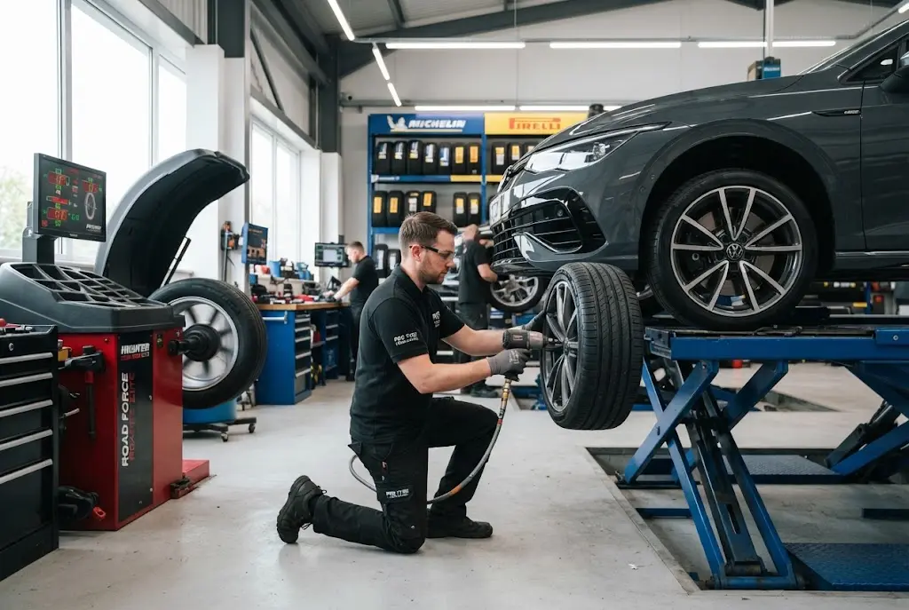 Tyre services including professional tyre fitting and safety inspection