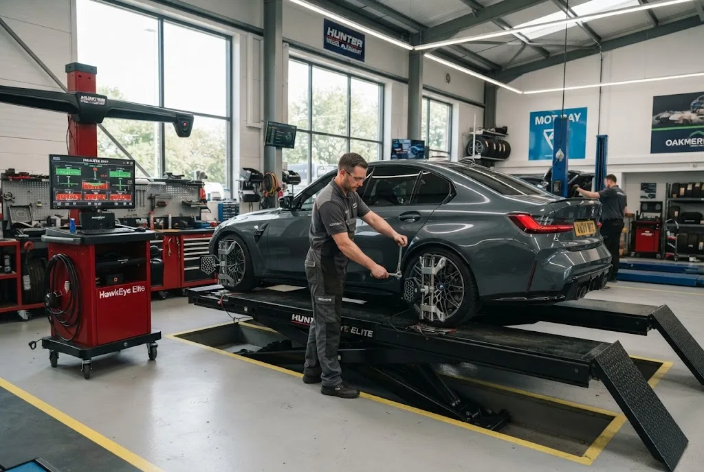Wheel alignment during a professional vehicle alignment check